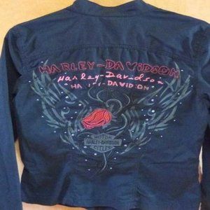 Vintage Harley Davidson Bomber-Style Cotton Shirt/ Jacket American Original RARE